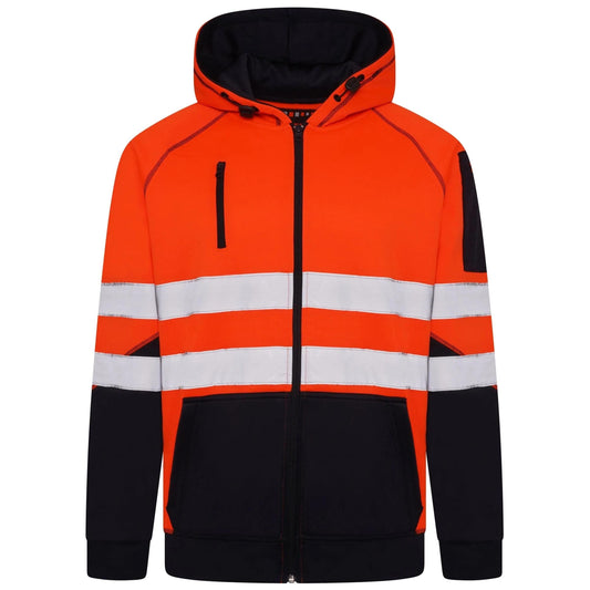 Mens AV036 Hi Vis Workwear Zip Hoodie