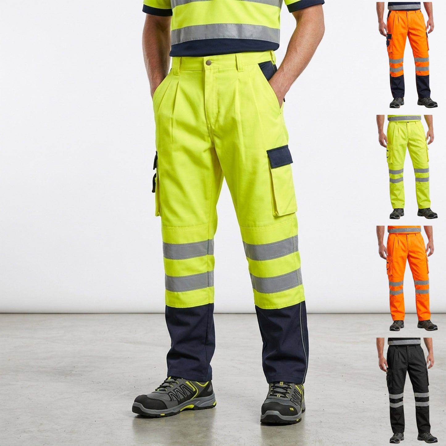 Mens Hi Vis Polycotton Safety Work Trousers