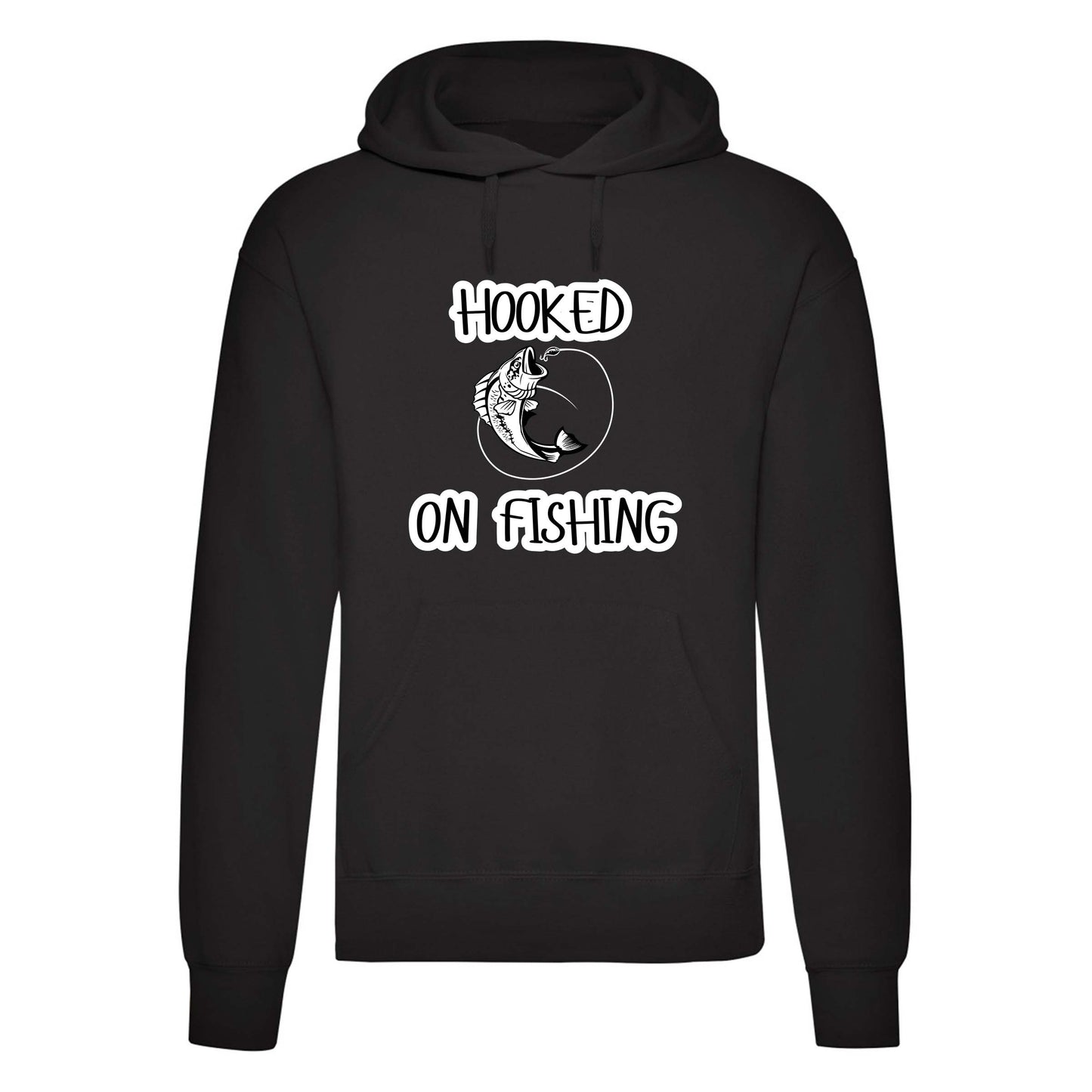 Adults "Hooked on Fishing" Printed Pullover Hoodie