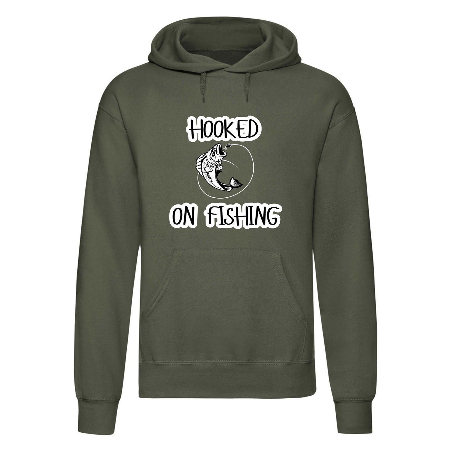 Adults "Hooked on Fishing" Printed Pullover Hoodie