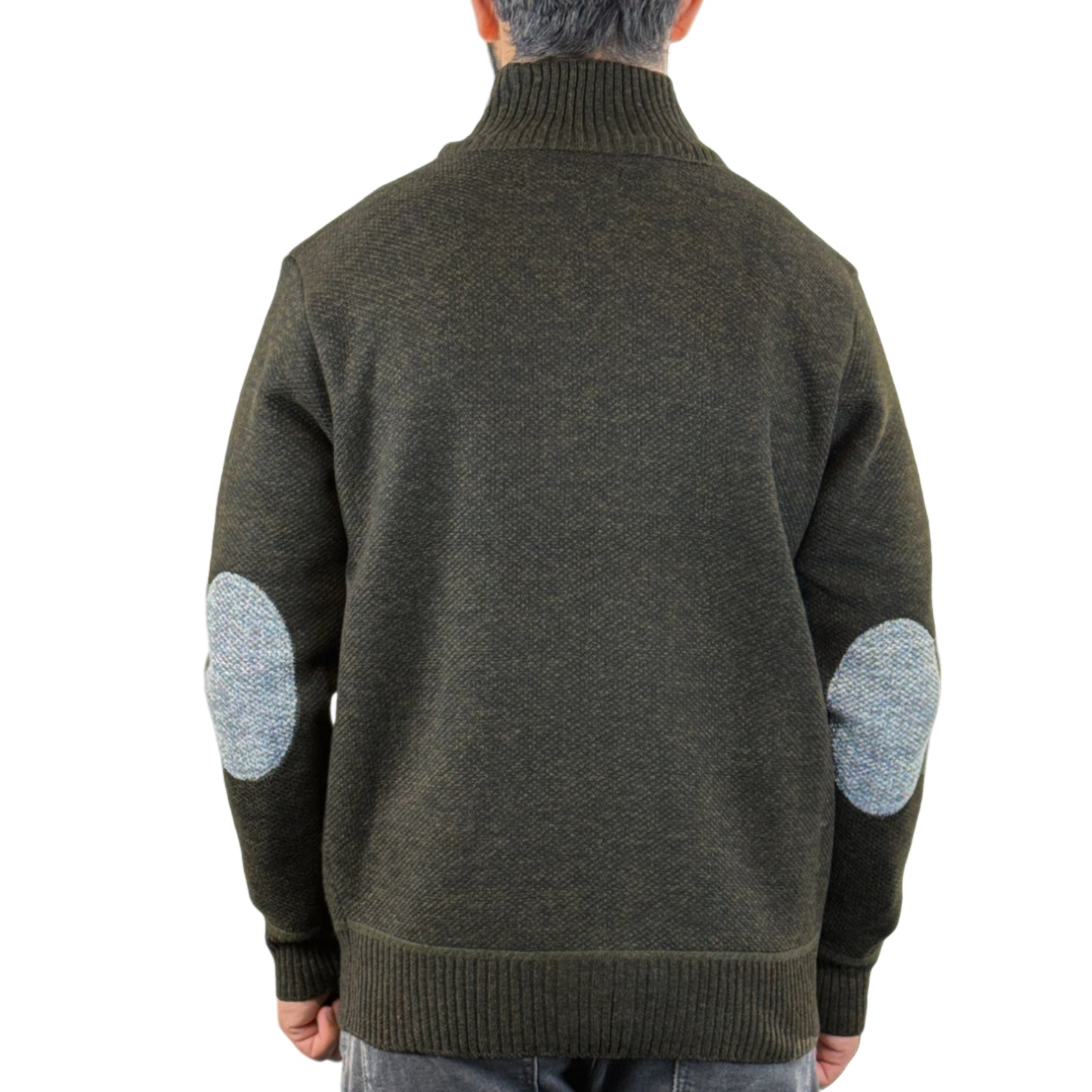 Men Knitted Fleece Lined Zip Up Cardigan