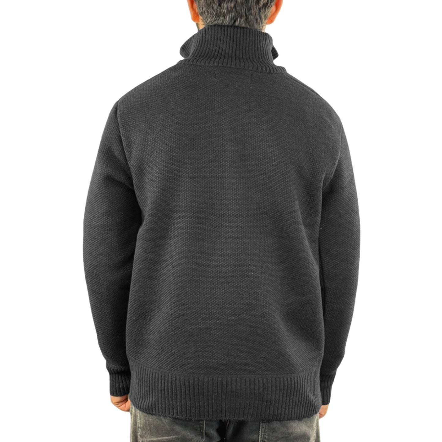 Mens Knitted Fleece Lined Zip Neck Sweater