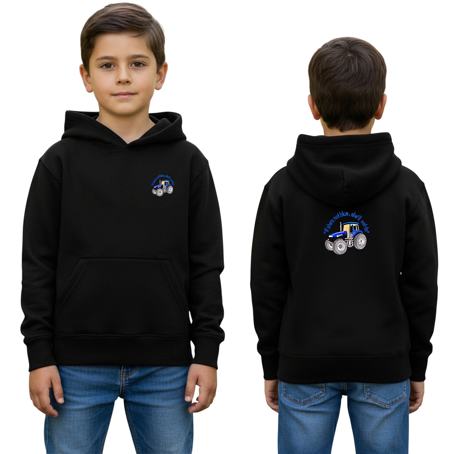 Unisex Kids Tractor Logo Embroidered Hoodie