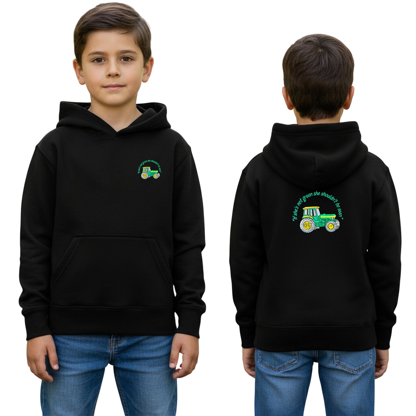 Unisex Kids Tractor Logo Embroidered Hoodie