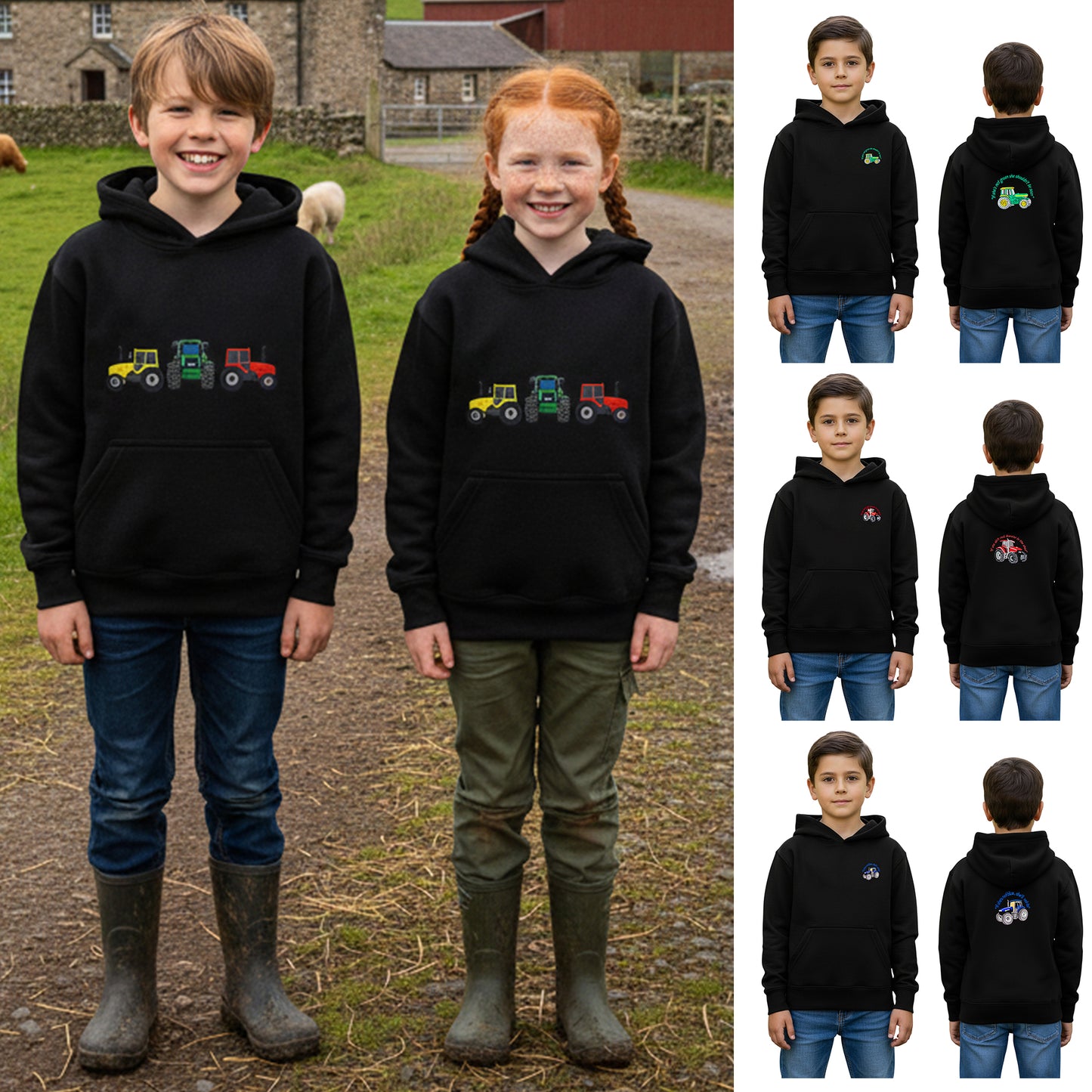 Unisex Kids Tractor Logo Embroidered Hoodie