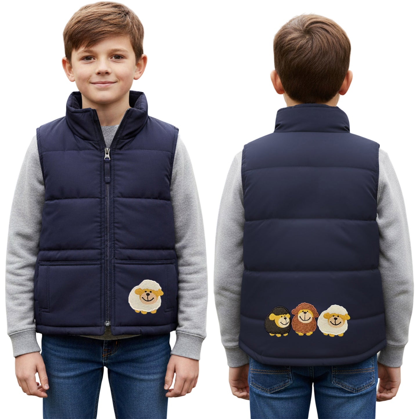 Unisex Kids Embroidered Tractor Pony Pheasant Padded Gilet