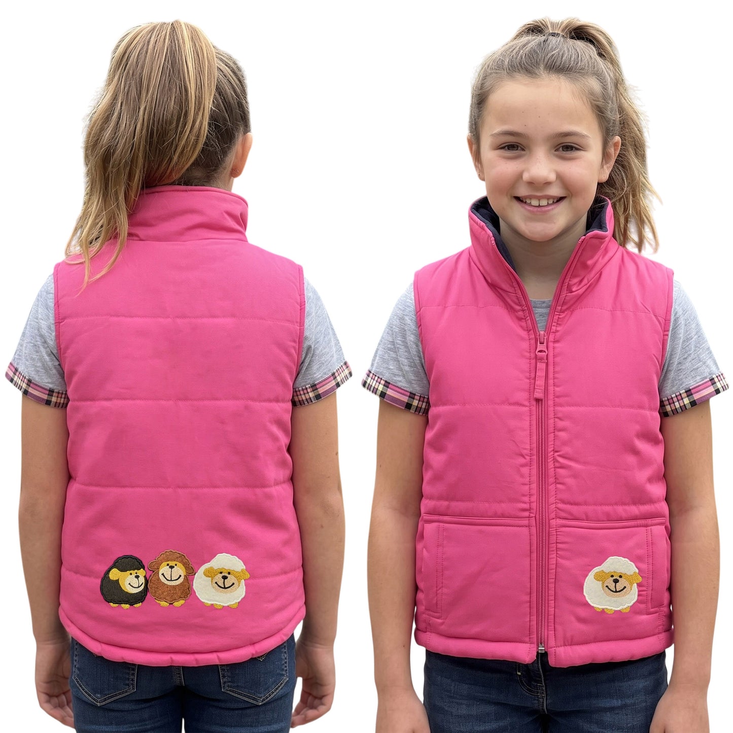 Unisex Kids Embroidered Tractor Pony Pheasant Padded Gilet