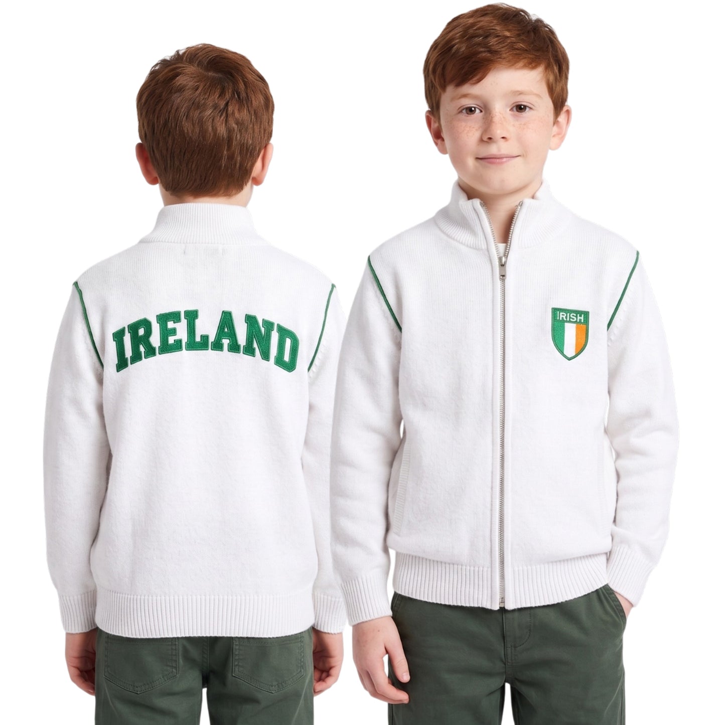 Unisex Kids' Ireland Zip-Up Track Jacket | Children's Irish Football & Rugby Team Top