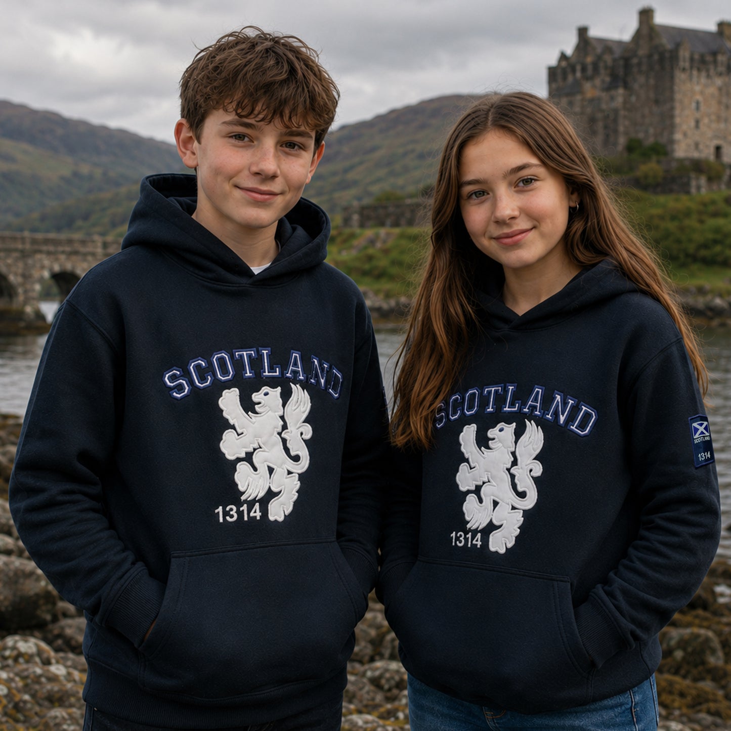 Kids' Scotland Rampant Lion Hoodie | Unisex Children's Saltire Flag Hoody