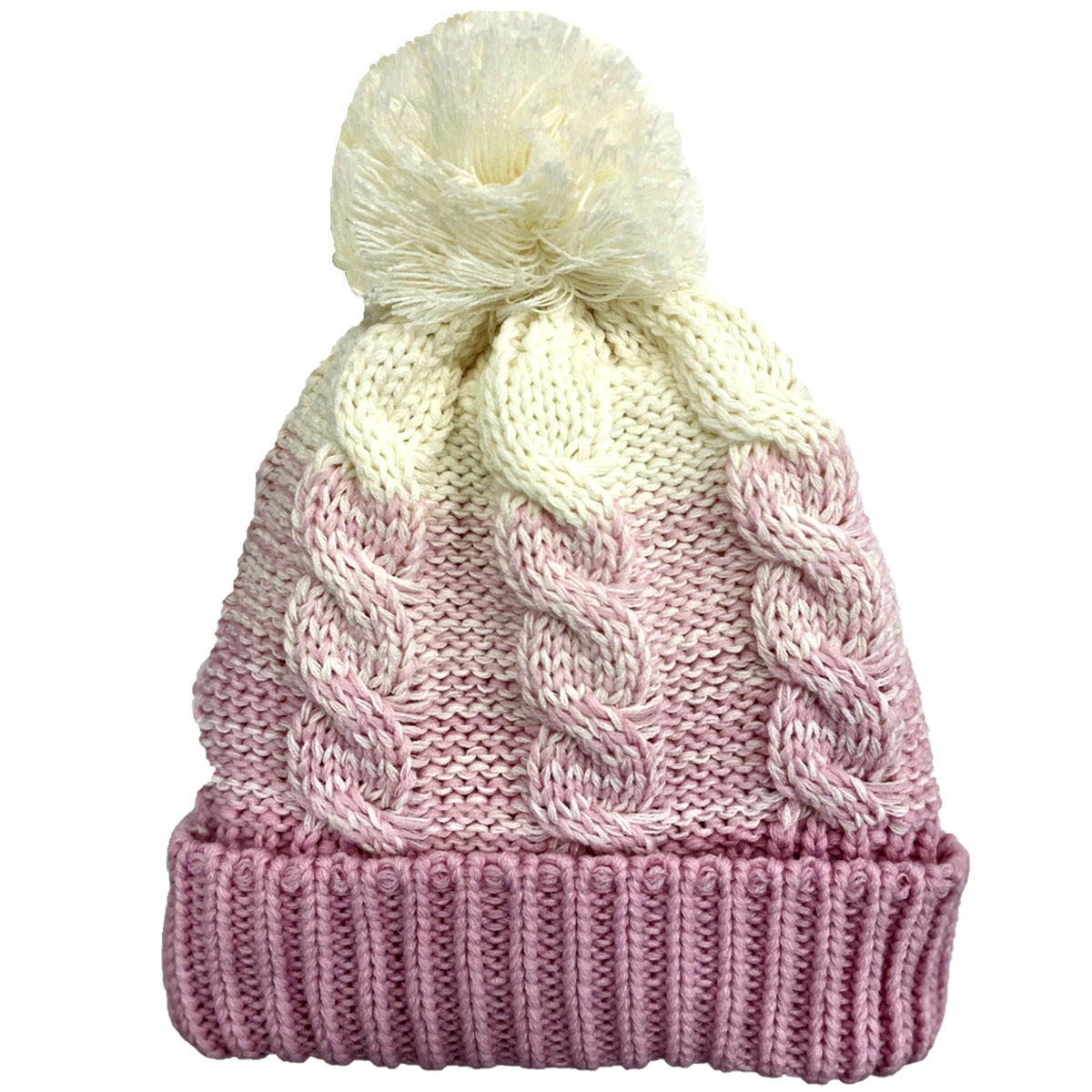 Women’s Waterproof Sherpa Fleece Lined Cable Knit Bobble Beanie Hat