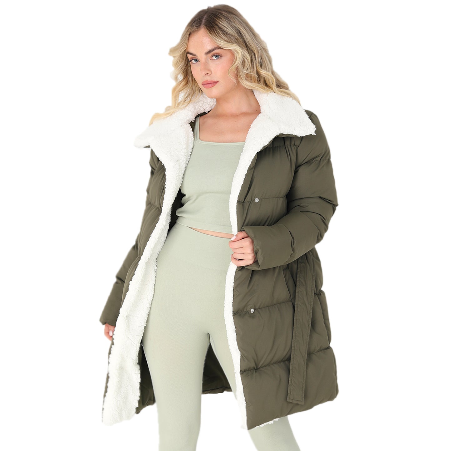 Ladies DEANNE Padded Jacket with Waist Tie Belt