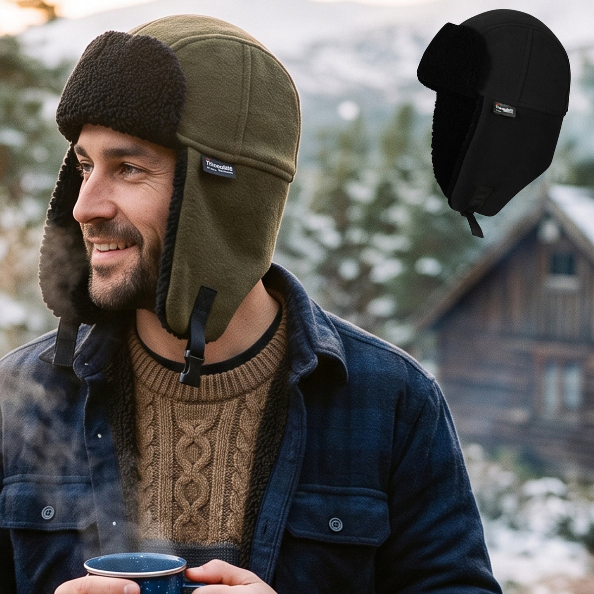 Adults Waterproof Fur Lined Thermal Bomber Trapper Hat