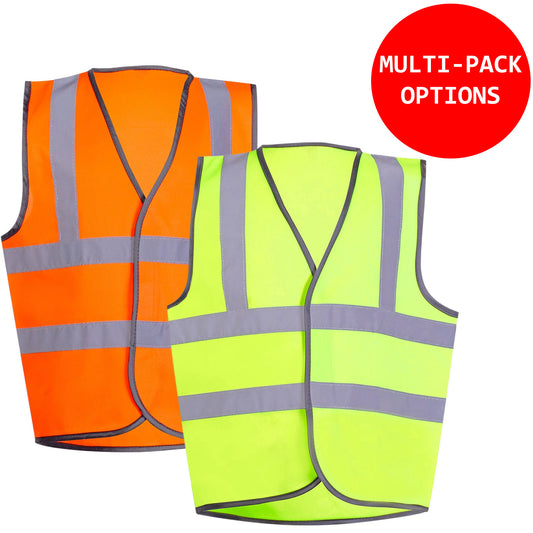 Kids Hi Vis Safety Vest Multi-Pack – Unisex Reflective Waistcoat | Ages 4-13