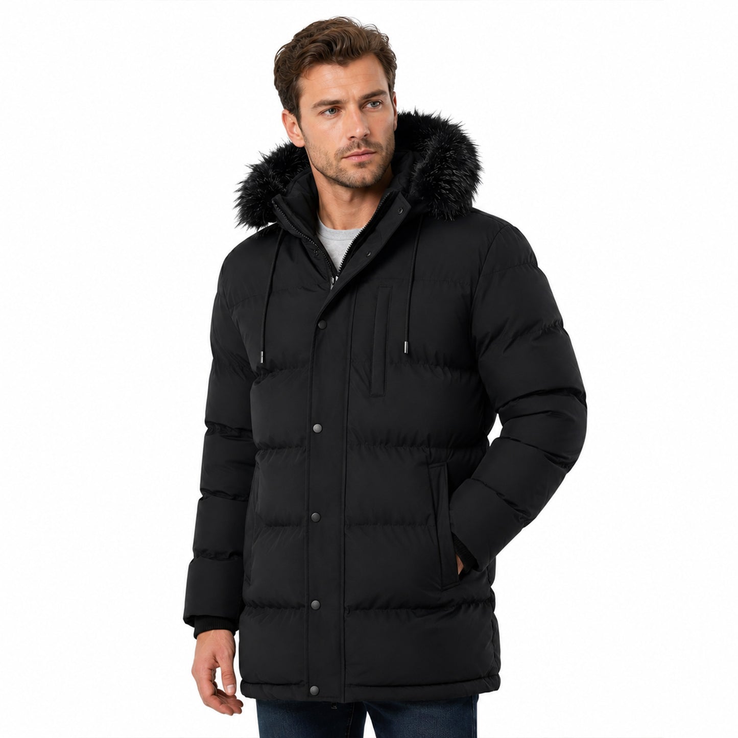 Men's Faux Fur Hooded Parka Jacket | Heavyweight Winter Coat