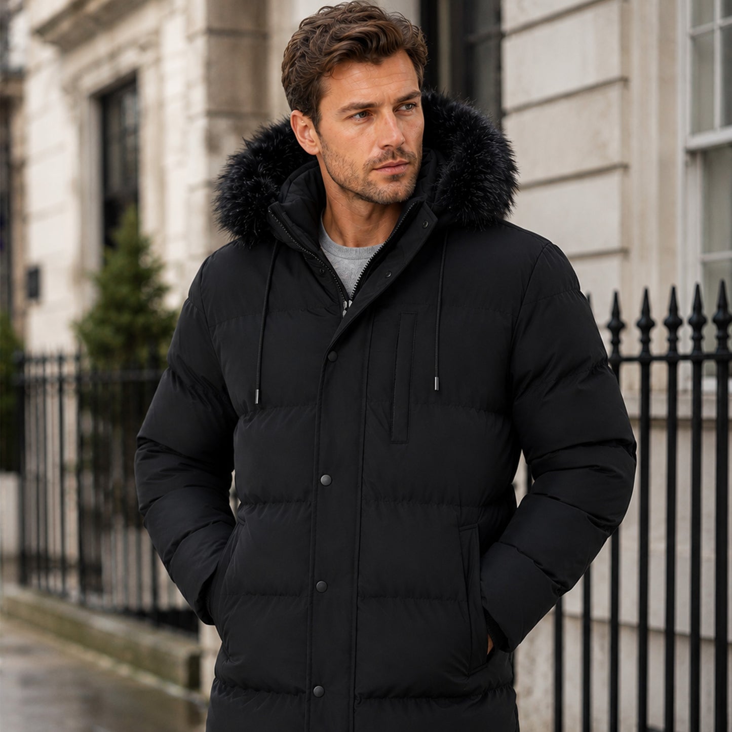 Men's Faux Fur Hooded Parka Jacket | Heavyweight Winter Coat