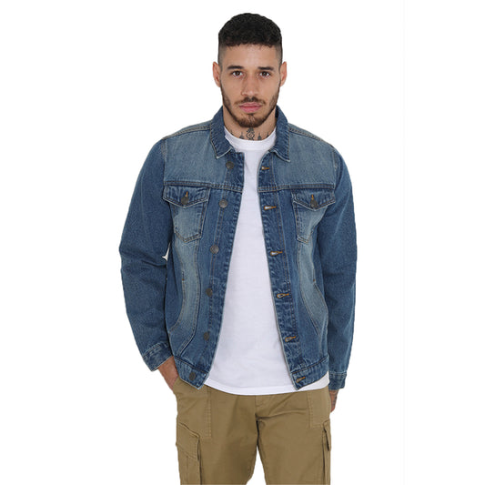 Mens FIELDING Casual Denim Blue Jacket