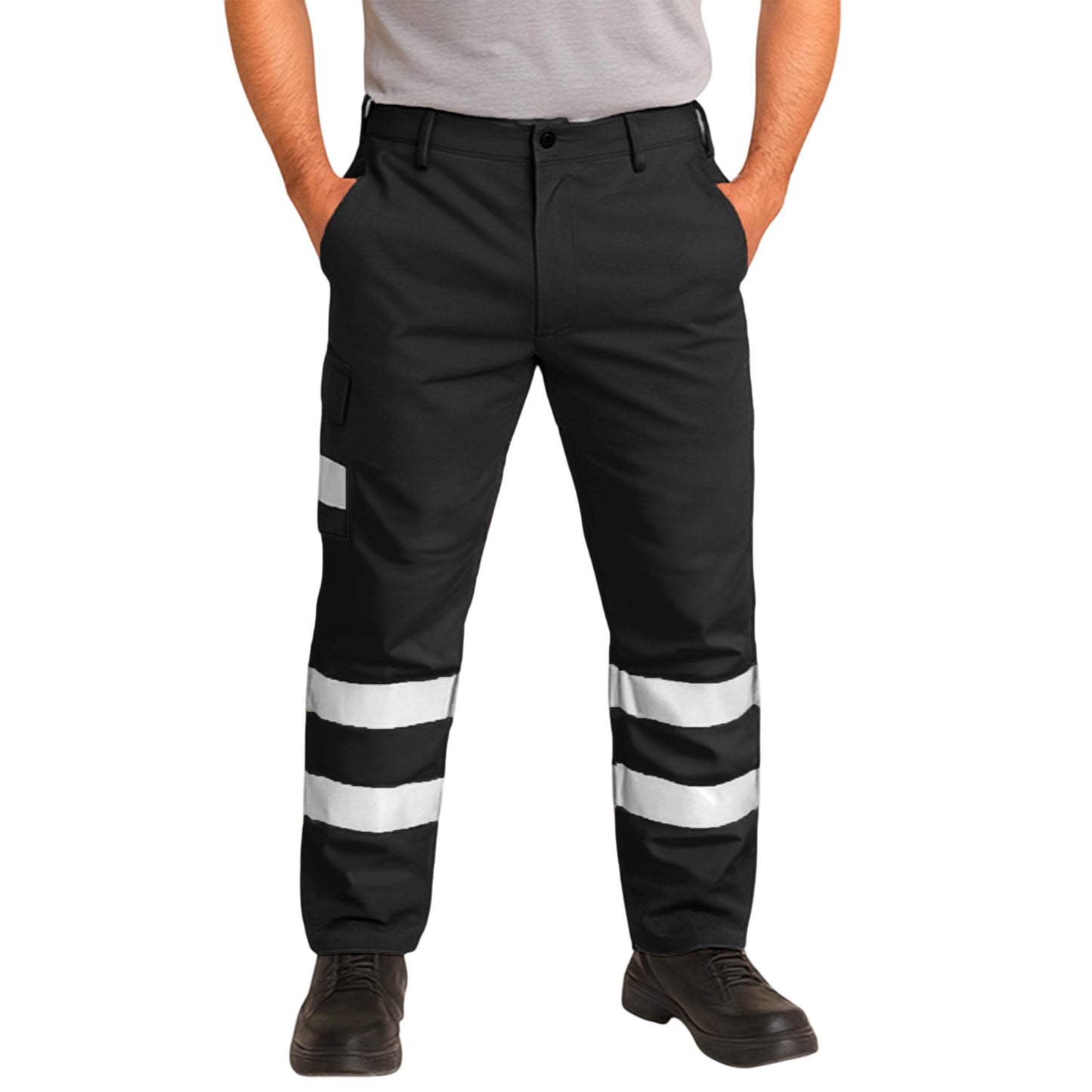 Hi Visibility Polycotton Cargo Work Trousers - Regular Leg Length