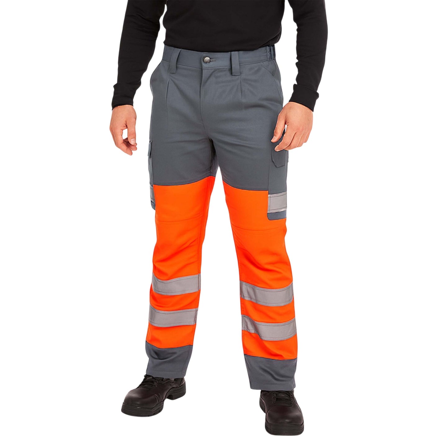Hi Visibility Polycotton Cargo Work Trousers - Regular Leg Length