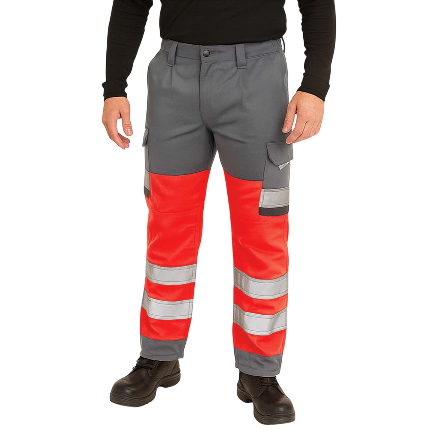 Hi Visibility Polycotton Cargo Work Trousers - Regular Leg Length