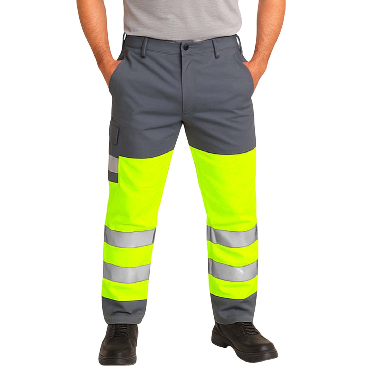 Hi Visibility Polycotton Cargo Work Trousers - Regular Leg Length