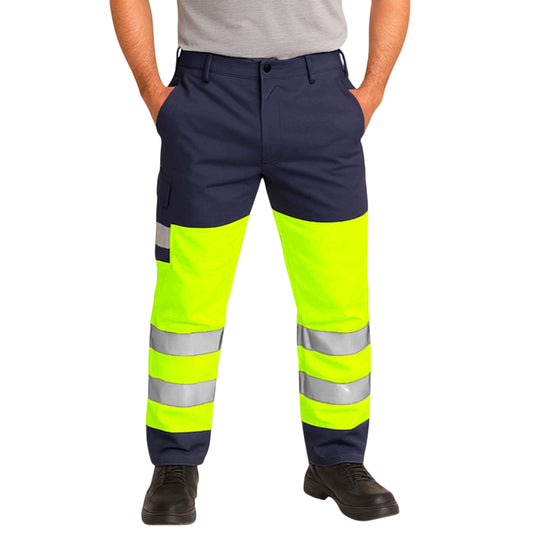 Hi Visibility Polycotton Cargo Work Trousers - Regular Leg Length