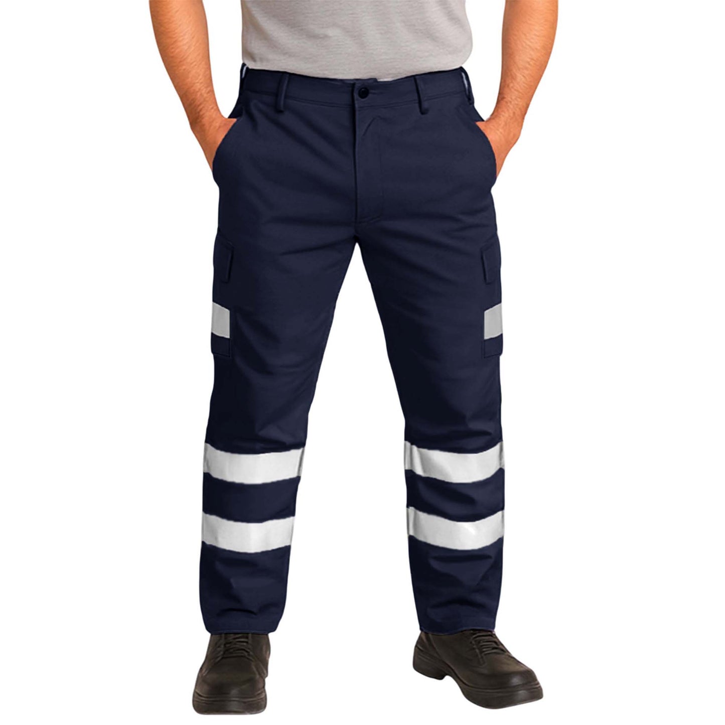 Hi Visibility Polycotton Cargo Work Trousers - Regular Leg Length