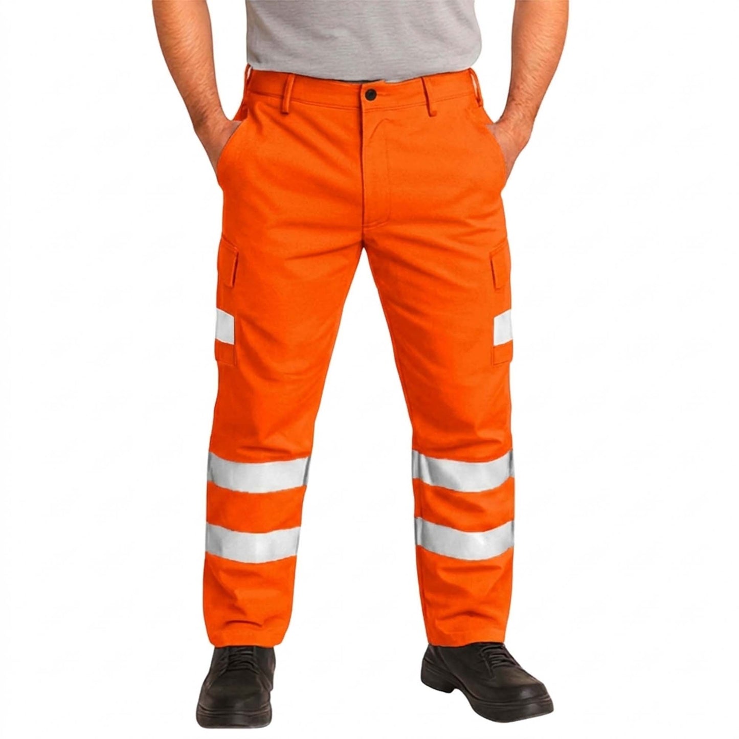 Hi Visibility Polycotton Cargo Work Trousers - Regular Leg Length