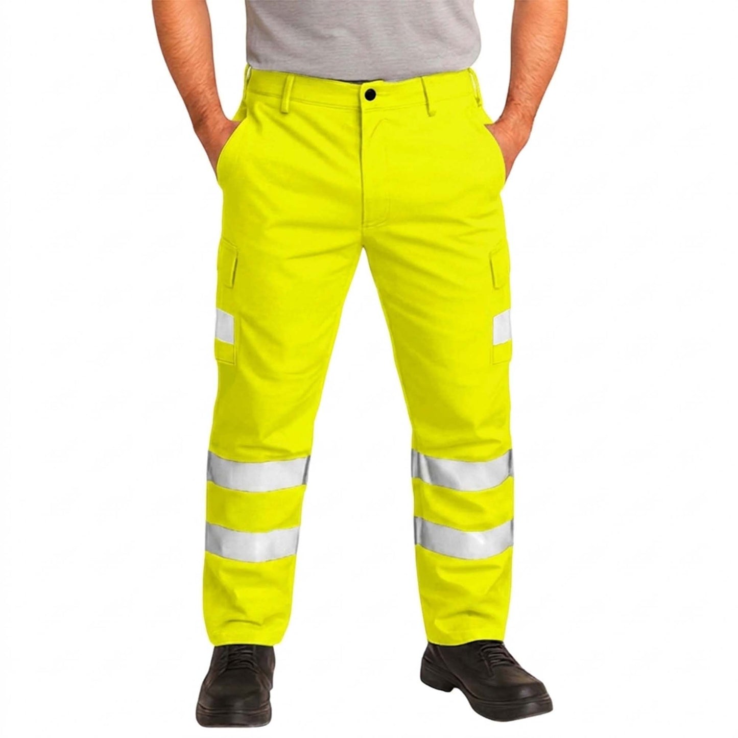 Hi Visibility Polycotton Cargo Work Trousers - Regular Leg Length