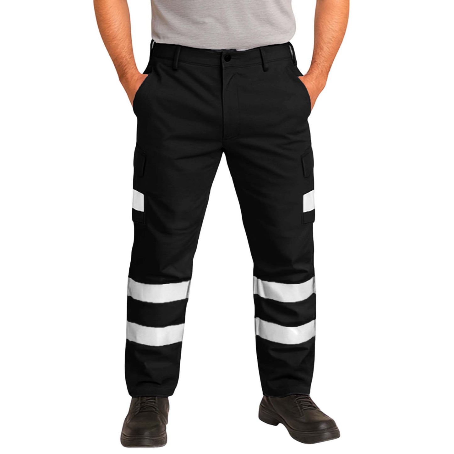 Hi Visibility Polycotton Cargo Work Trousers - Regular Leg Length