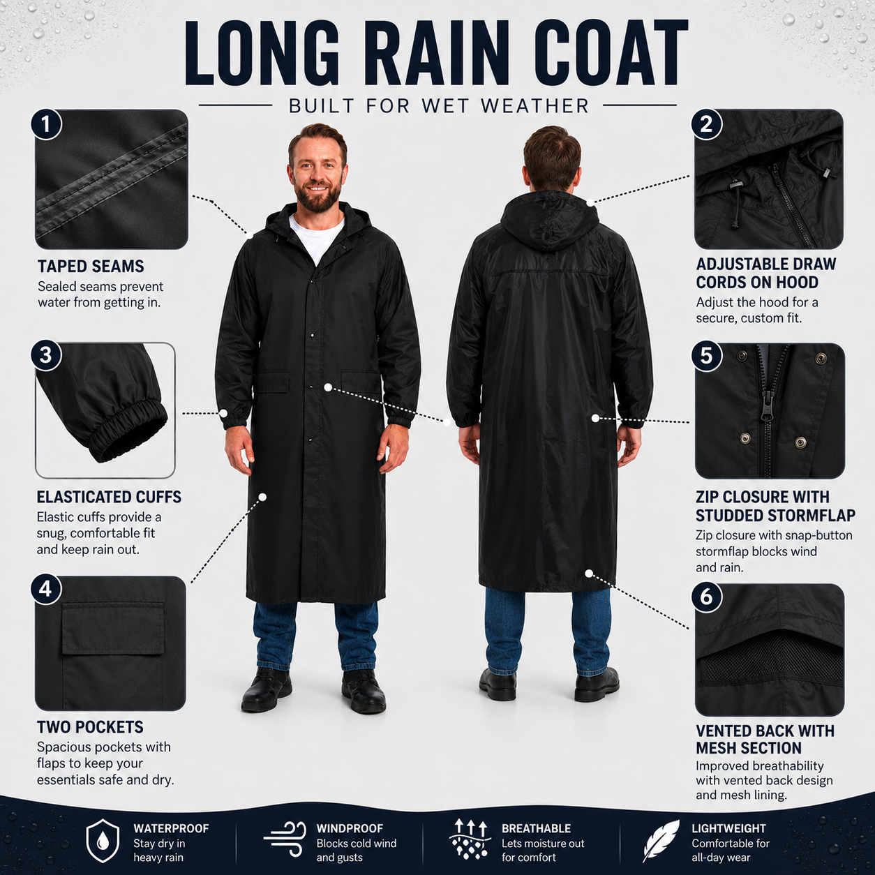 Adults Arctic Storm Orbit Long Length Waterproof Rain Coat