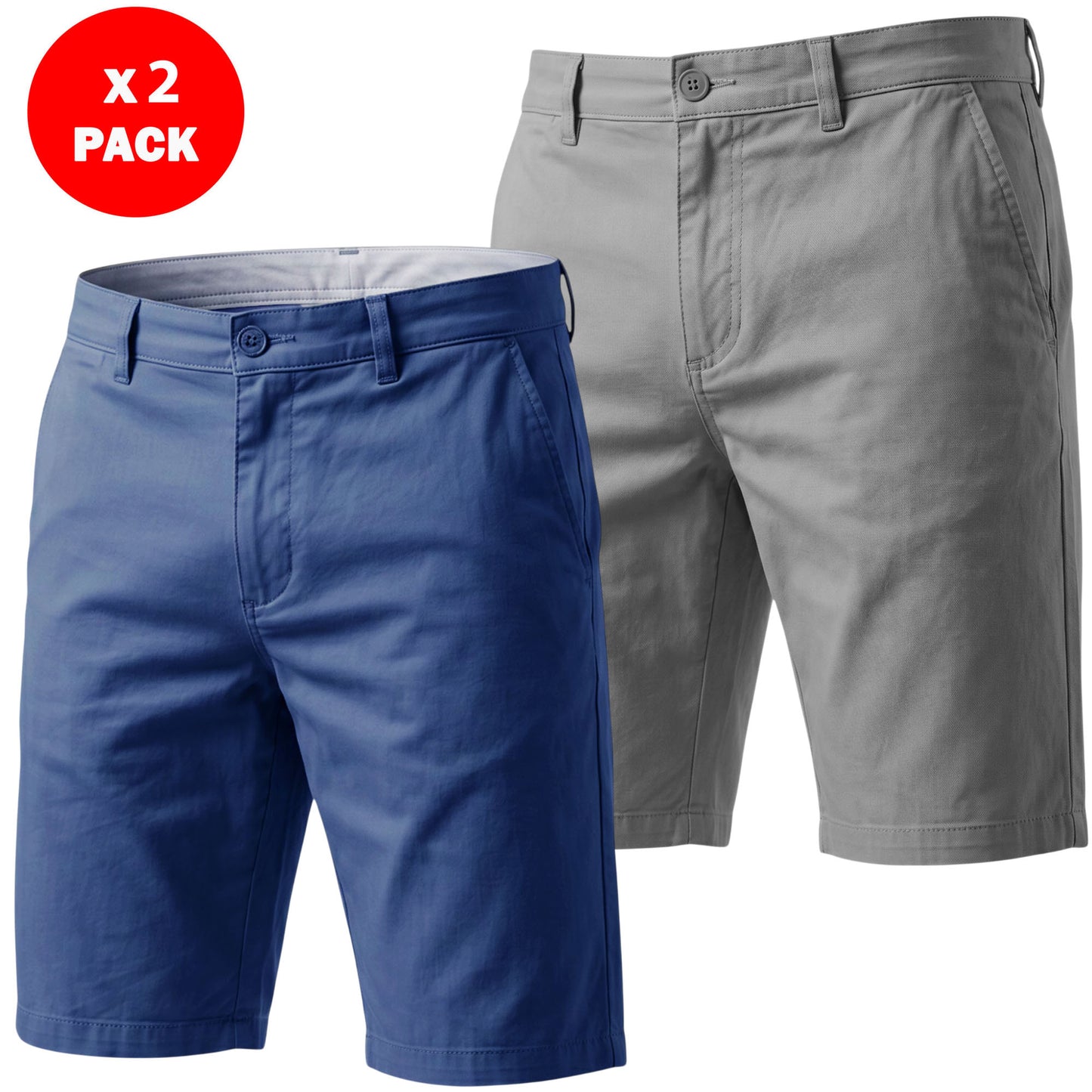Men’s Regular Fit Chino Shorts – 100% Cotton Knee Length
