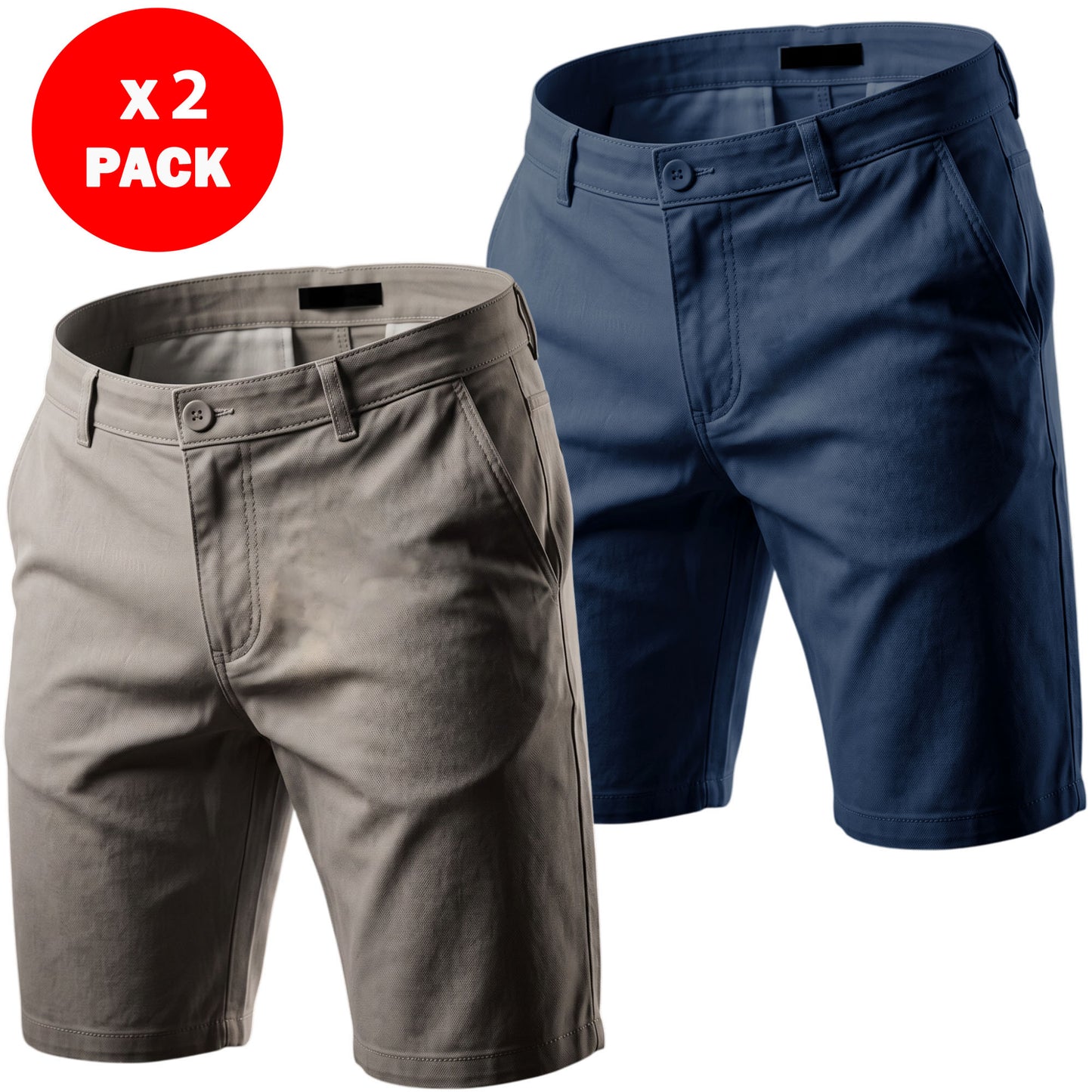 Men’s Regular Fit Chino Shorts – 100% Cotton Knee Length