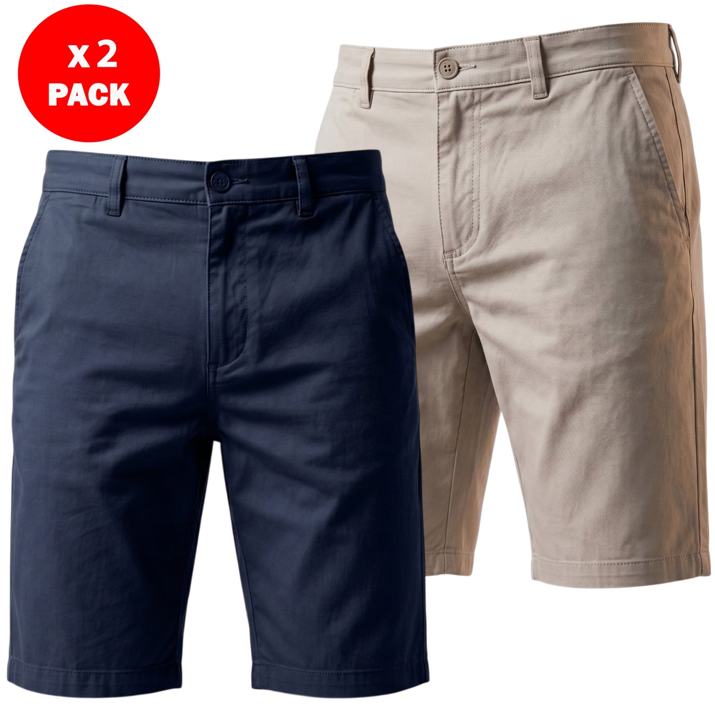 Men’s Regular Fit Chino Shorts – 100% Cotton Knee Length