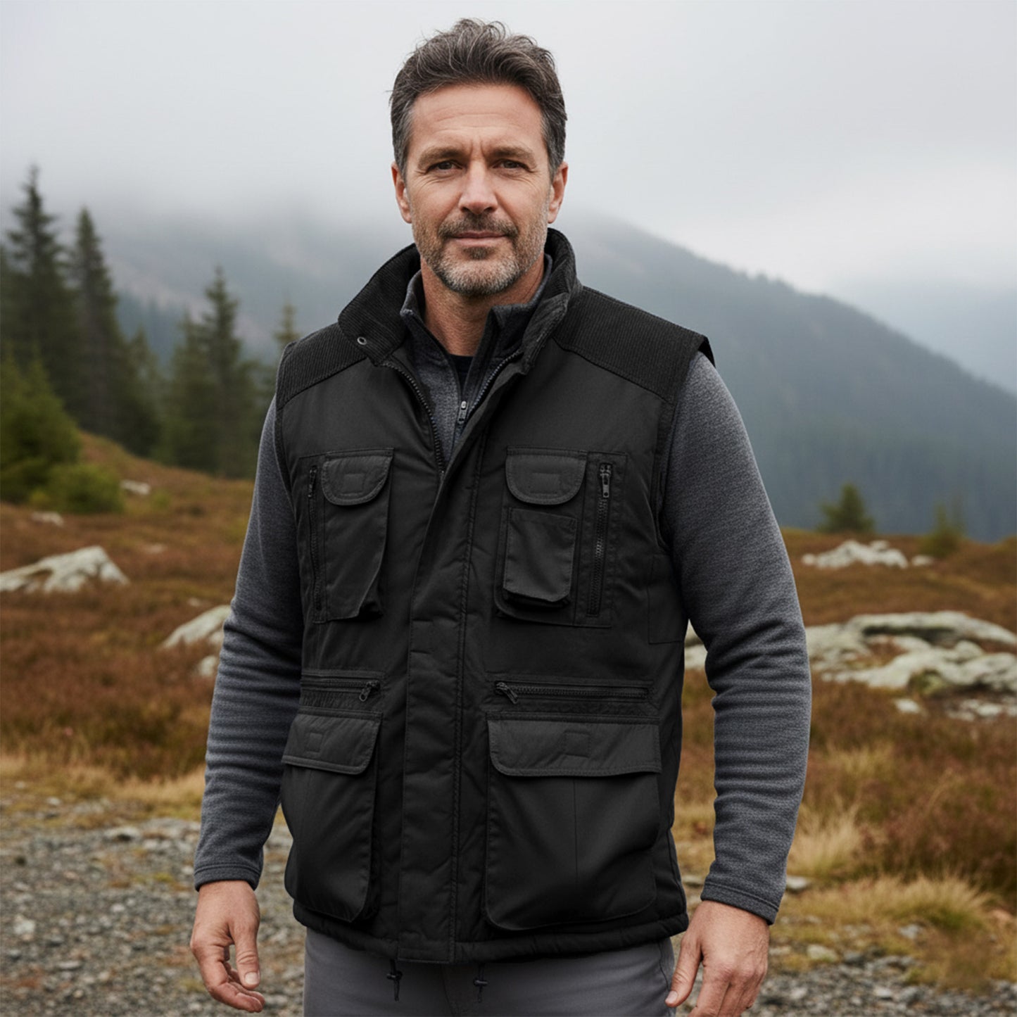 Mens Richmond Multipocket Fully Lined Showerproof Padded Gilet