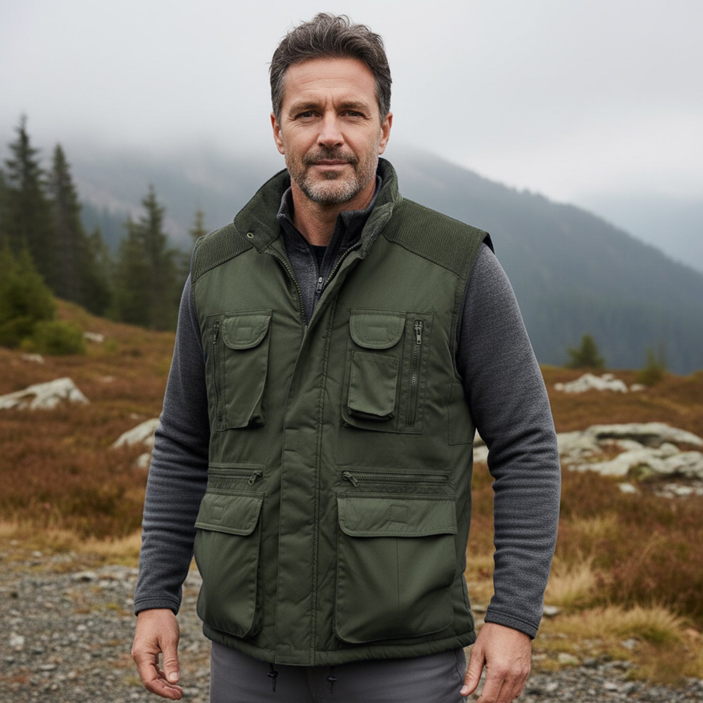 Mens Richmond Multipocket Fully Lined Showerproof Padded Gilet