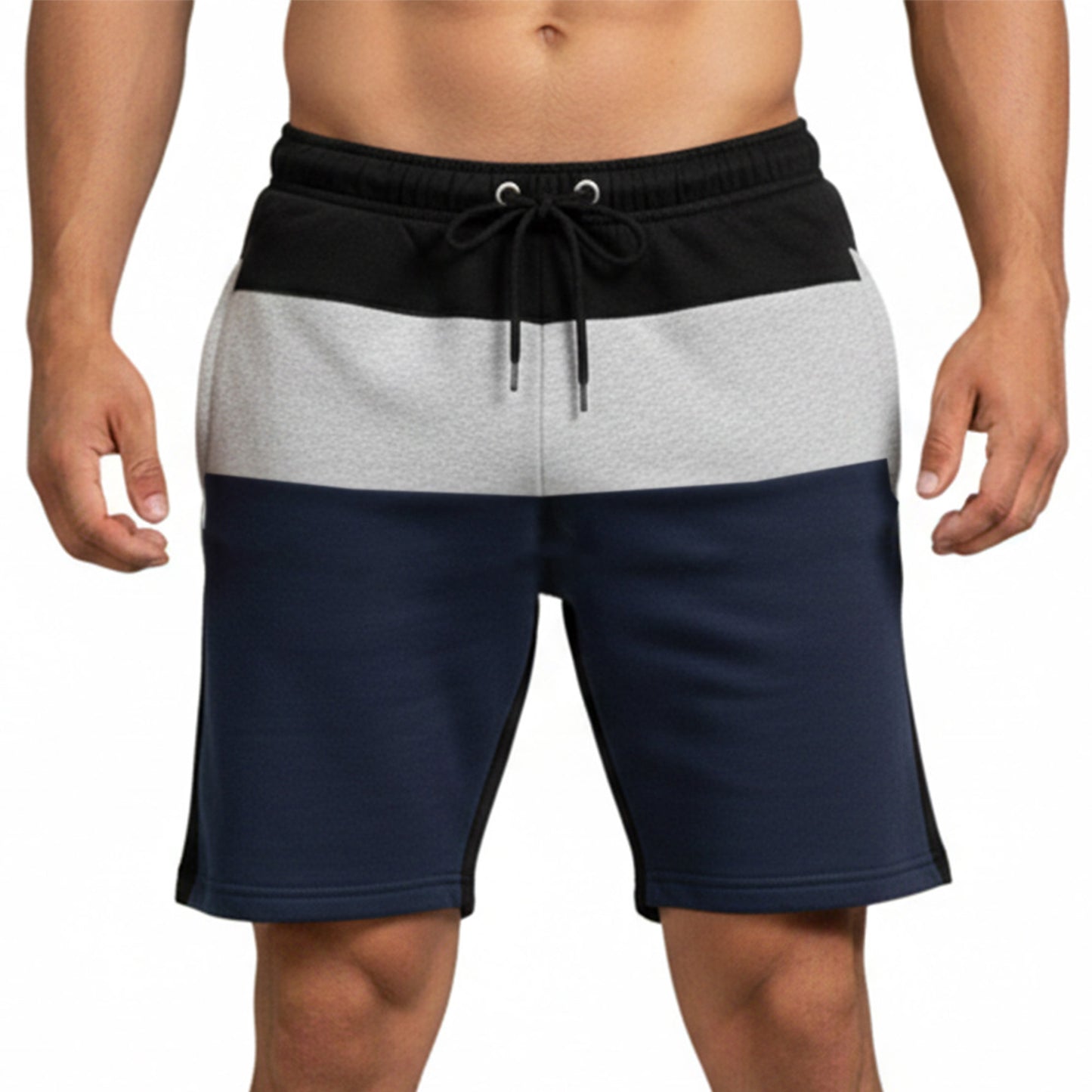 Mens Casual Sports Slim Fit Contrast Fleece Shorts