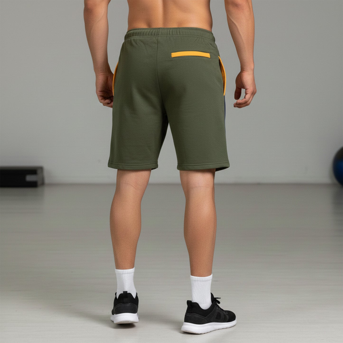 Mens Casual Sports Slim Fit Contrast Fleece Shorts