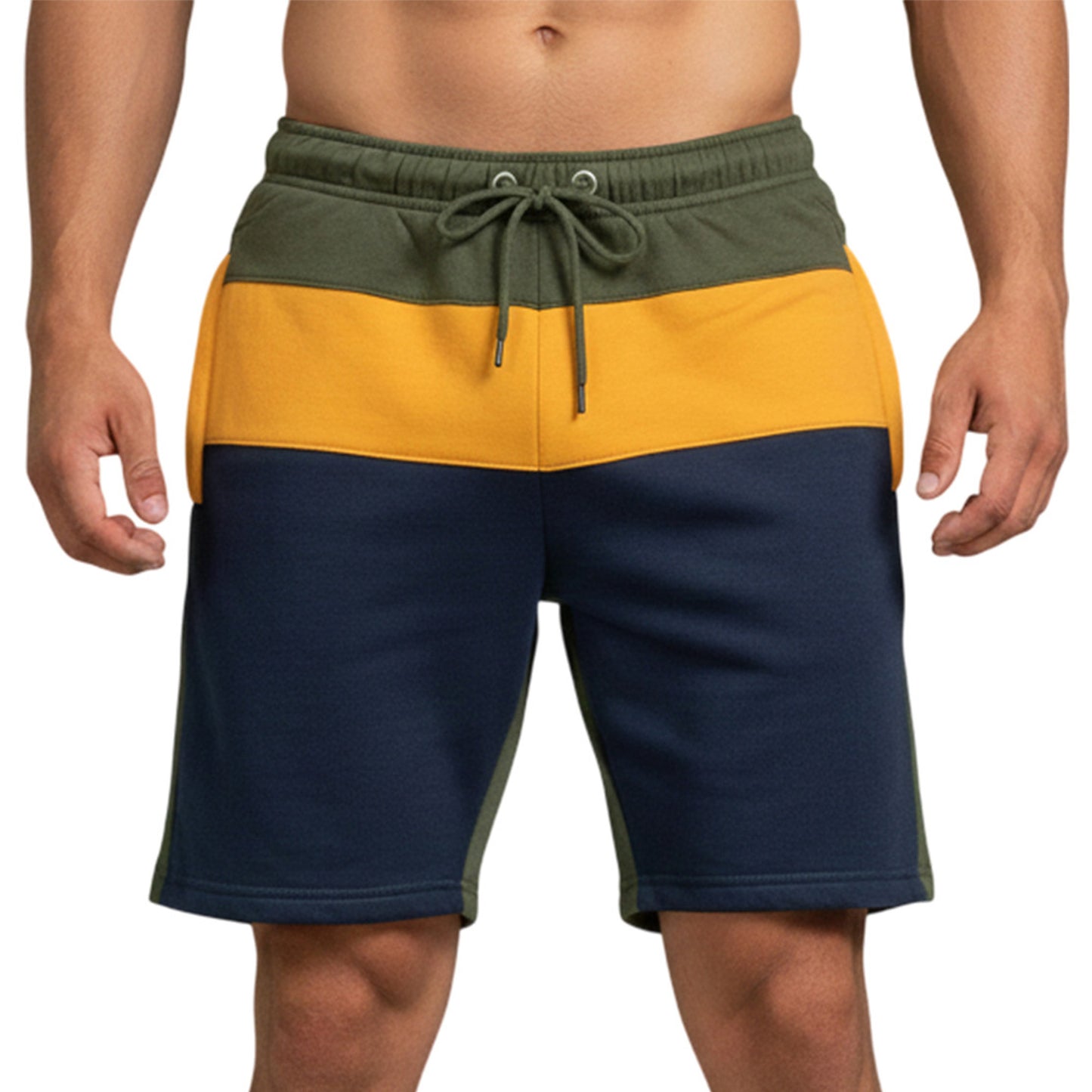 Mens Casual Sports Slim Fit Contrast Fleece Shorts