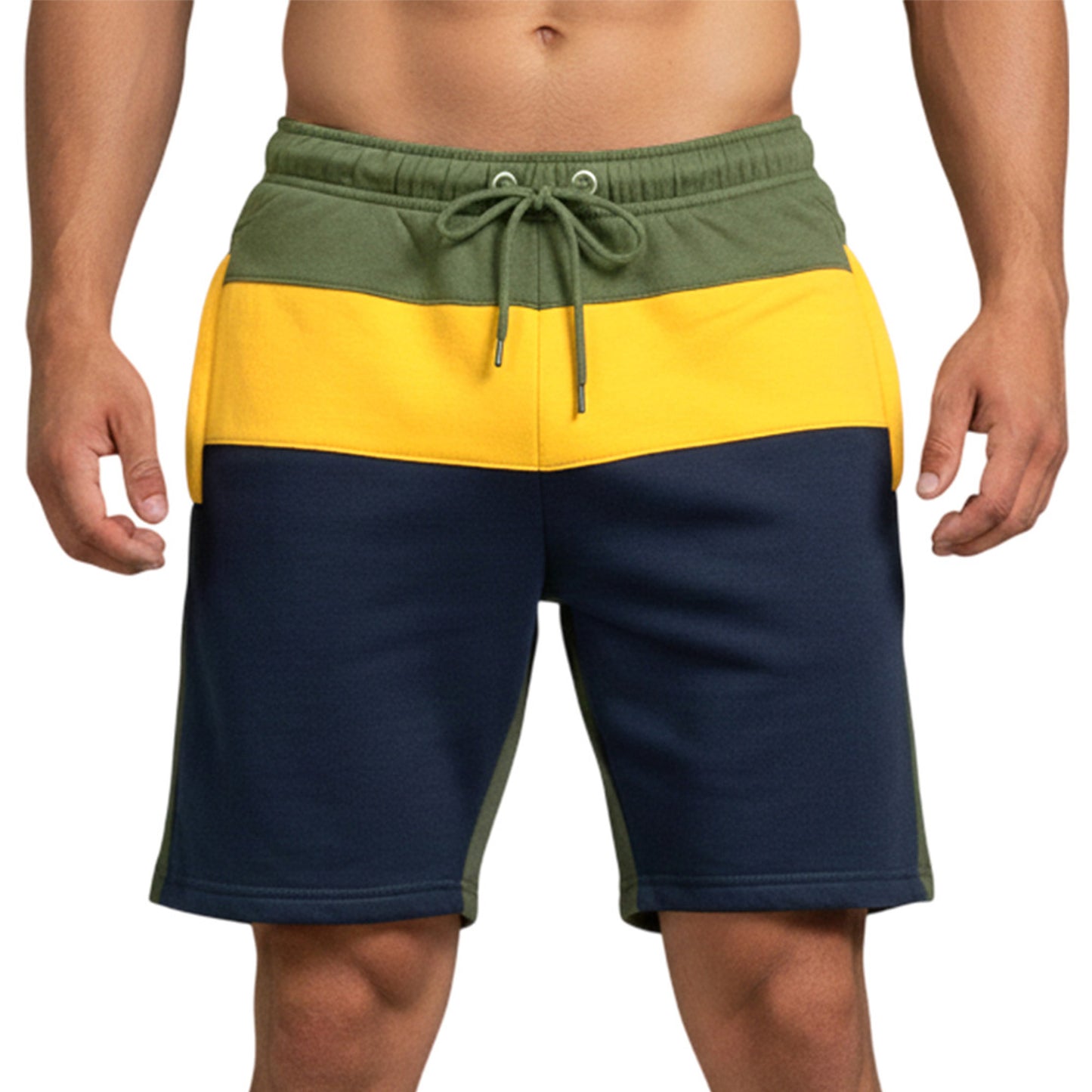 Mens Casual Sports Slim Fit Contrast Fleece Shorts