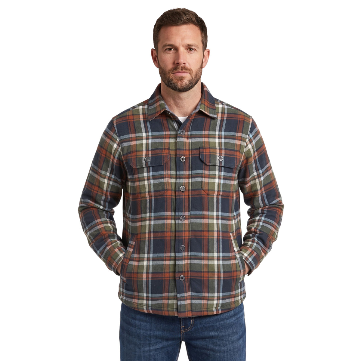 Men's Tibetan Flannel Check Shirt | Fully Fur-Lined Lumberjack Jacket