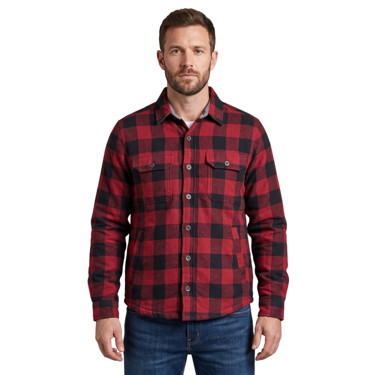Men's Tibetan Flannel Check Shirt | Fully Fur-Lined Lumberjack Jacket