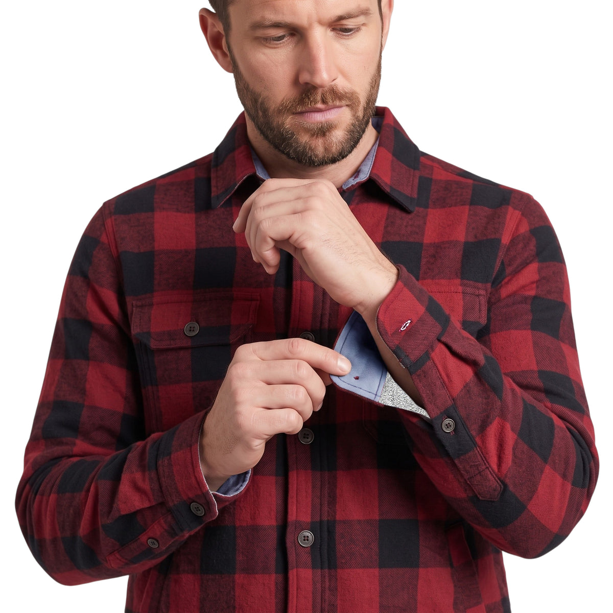 Men's Tibetan Flannel Check Shirt | Fully Fur-Lined Lumberjack Jacket