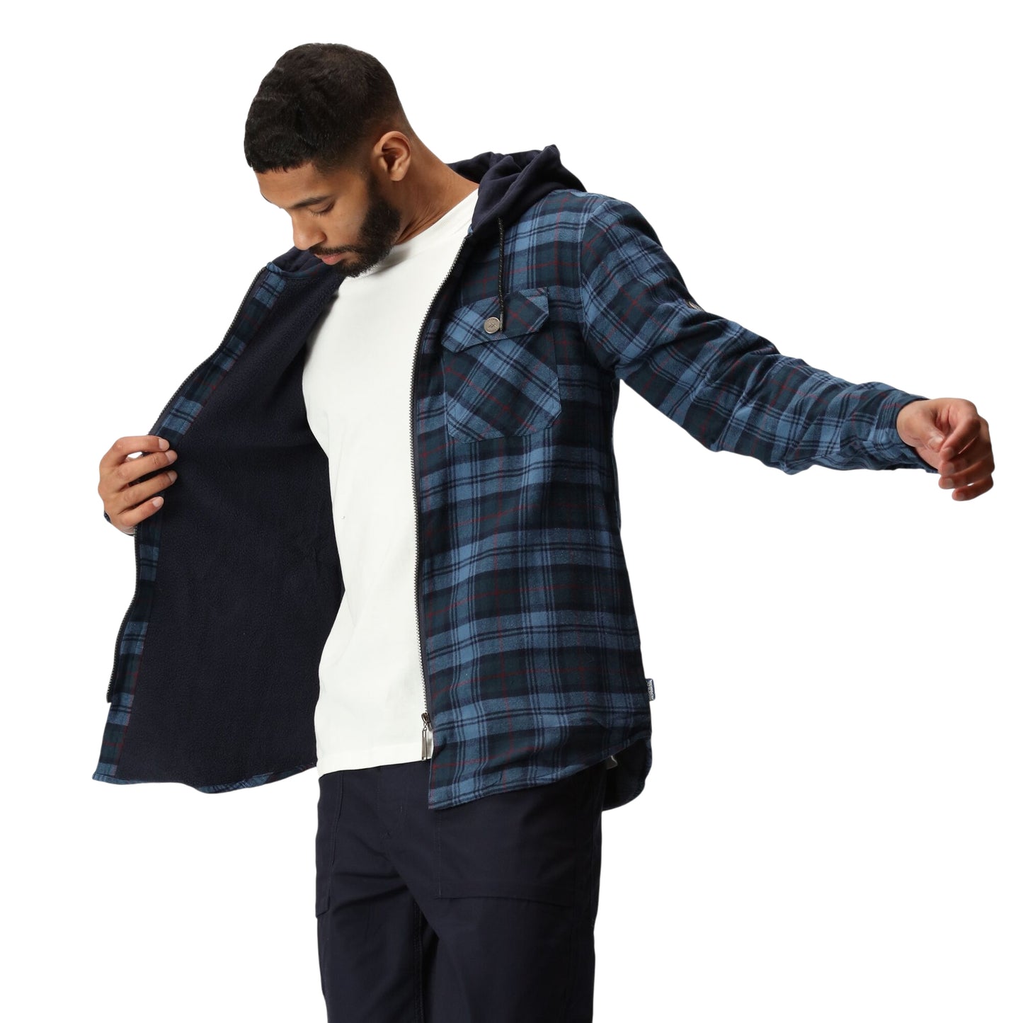 Mens Regatta Seige Fleece Lined Hooded Check Shirt