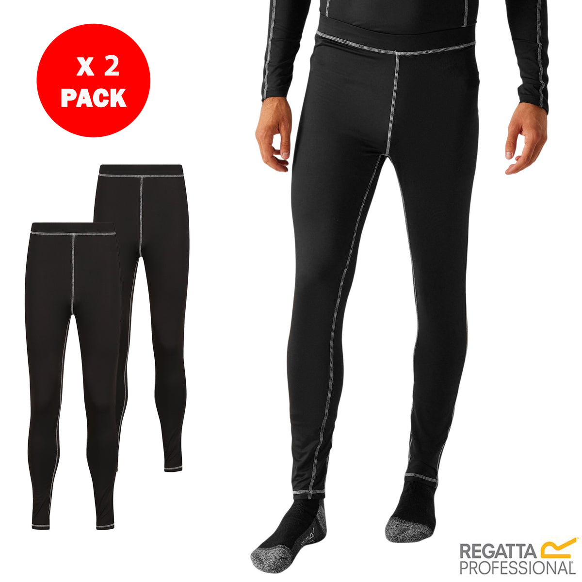 Men's Base Layer Thermal Pants (2-Pack) | Stretch Leggings