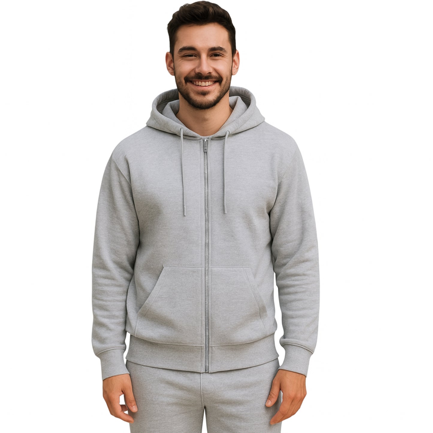 Men’s Plain Zip Hoodie – Fleece Lined, Casual Full Zip Sweatshirt with Hood