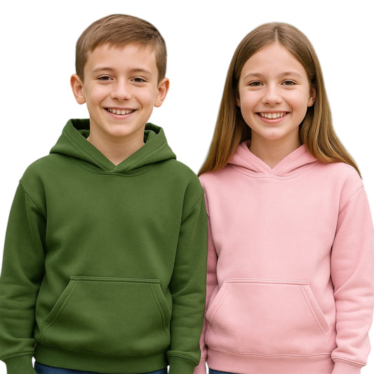Kids Unisex Plain Hoodie – Soft Brushed Fleece | Urban Road
