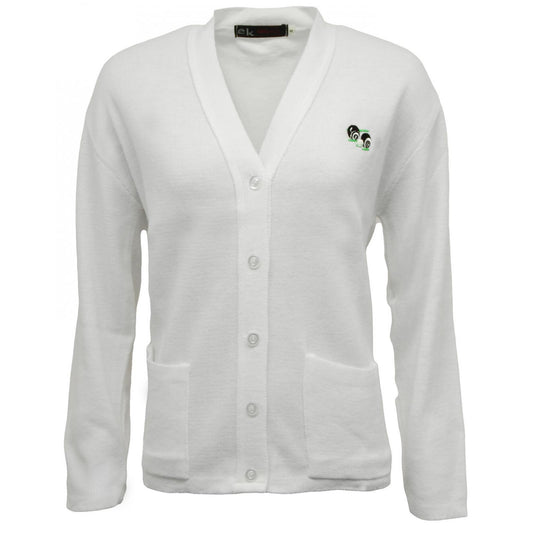 Bowls Sports Lawn Bowling White Pocket Cardigan with Logo