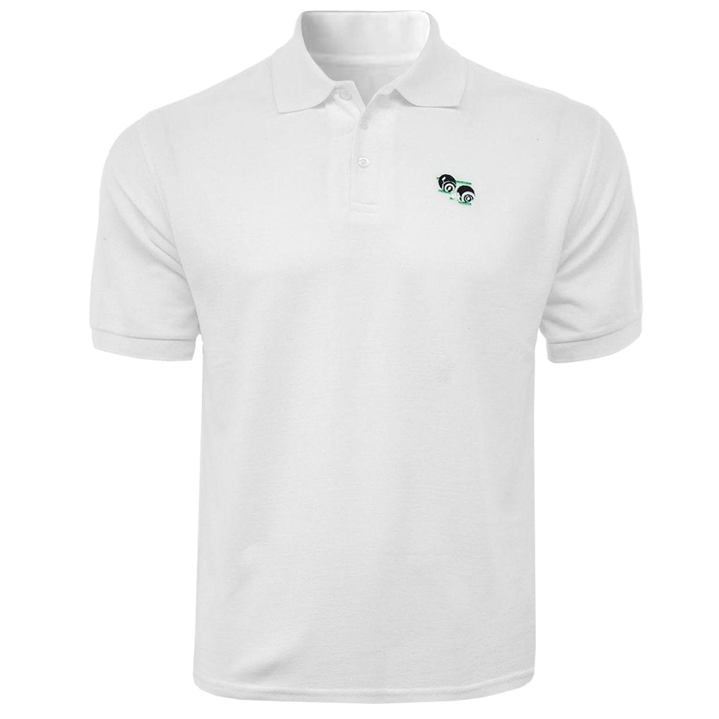 Men's Lawn Bowling White Polo Shirt with Logo