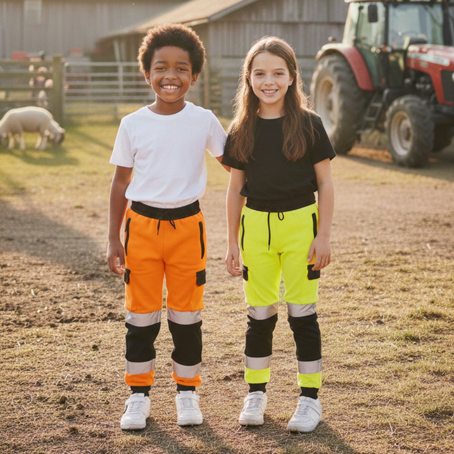 Kids Unisex Hi-Vis Jogging Bottoms | Reflective Safety Trousers