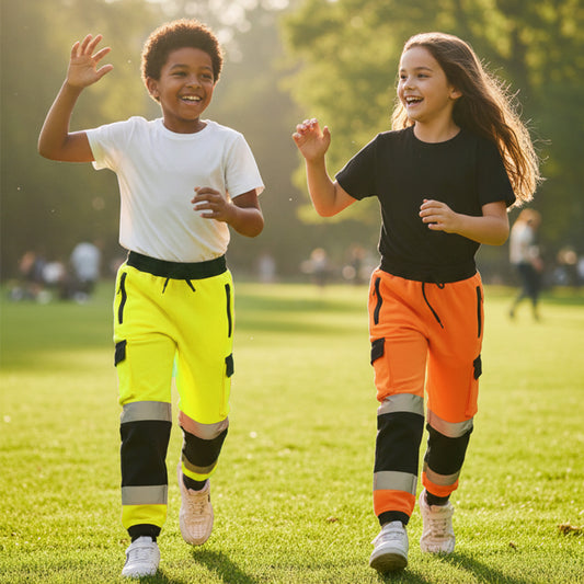 Kids Unisex Hi-Vis Jogging Bottoms | Reflective Safety Trousers